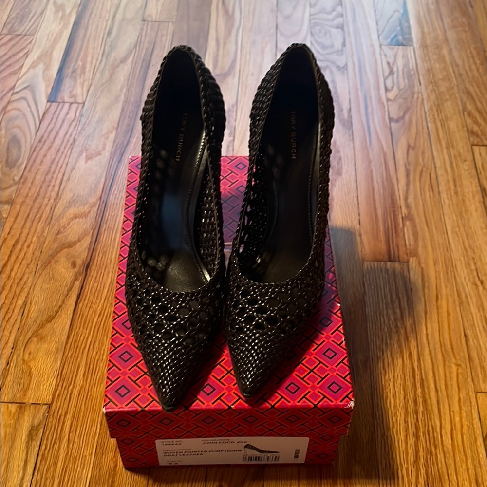 Tory Burch dark brown woven women’s heel
